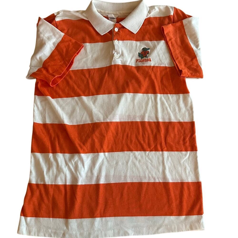 Vintage Logo 7 Orange/White Univ. of Florida Gators Short Sleeve Polo- L
